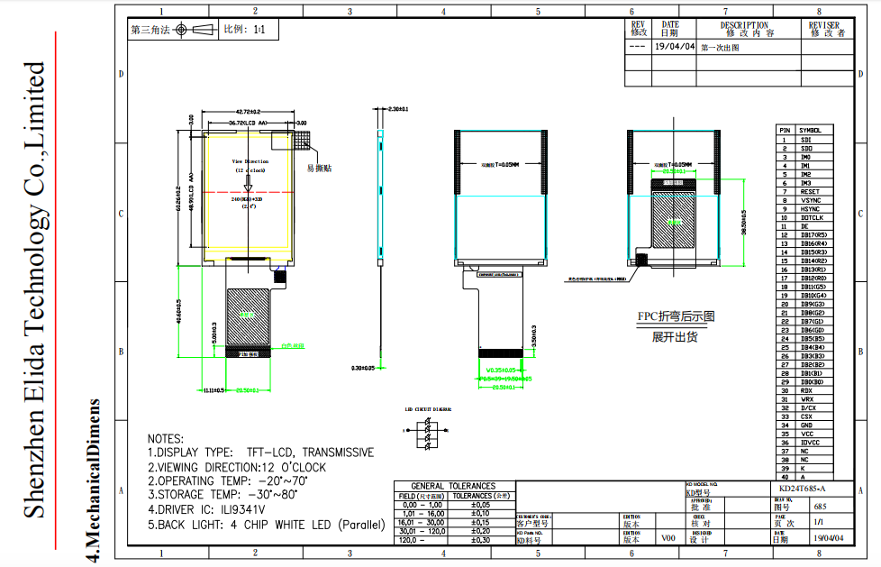 2.4 inch lcd with SPI/MCU/RGB interface ( KD24T685-A )