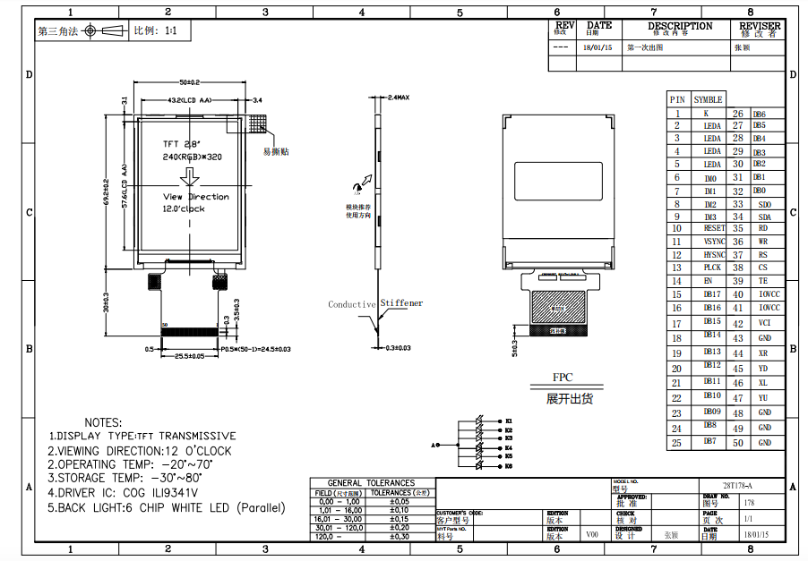 2.8 inch tft touch screen ( KD28T178-A )